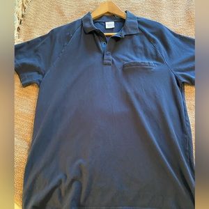 Outdoor Voices navy blue polo shirt with snap buttons. Good condition!
